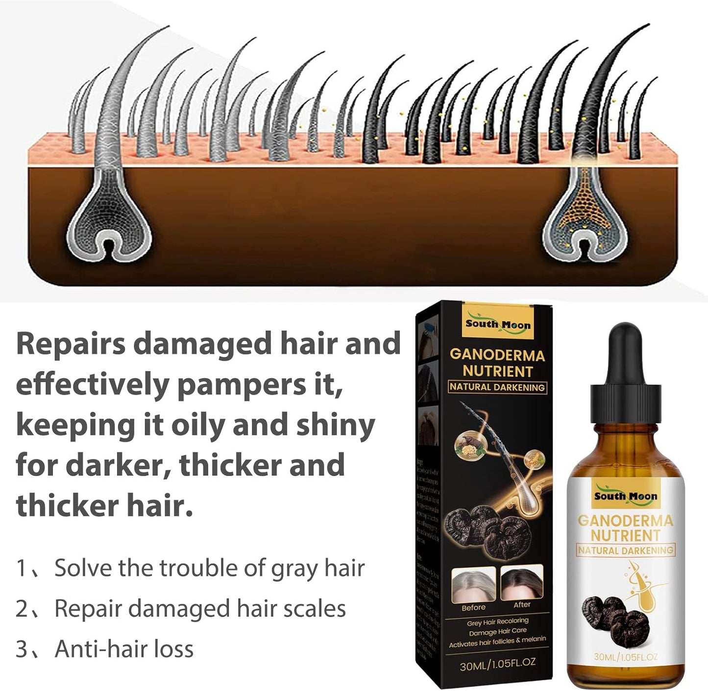 Ganoderma Nutrient Hair Darkening Oil (30ml)