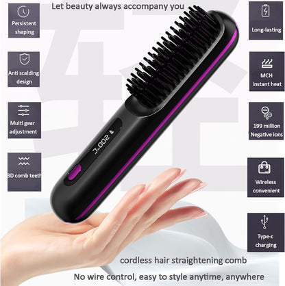 Cordless Hair Straightener Brush