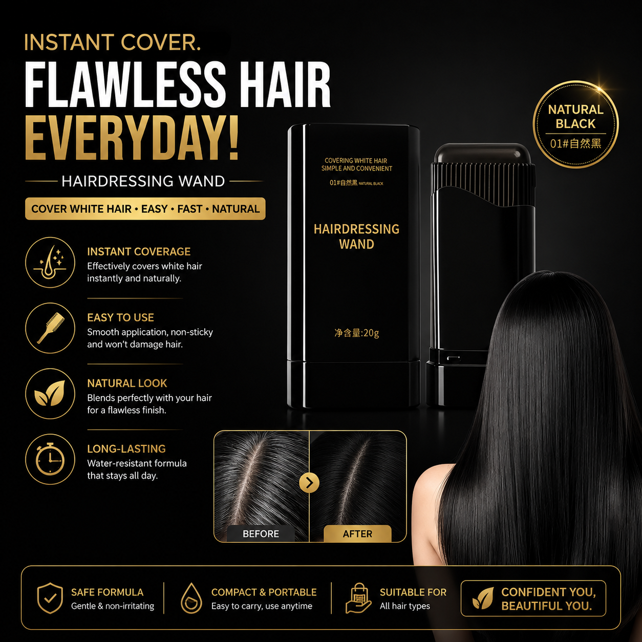 Cover Gray Hair Color Stick