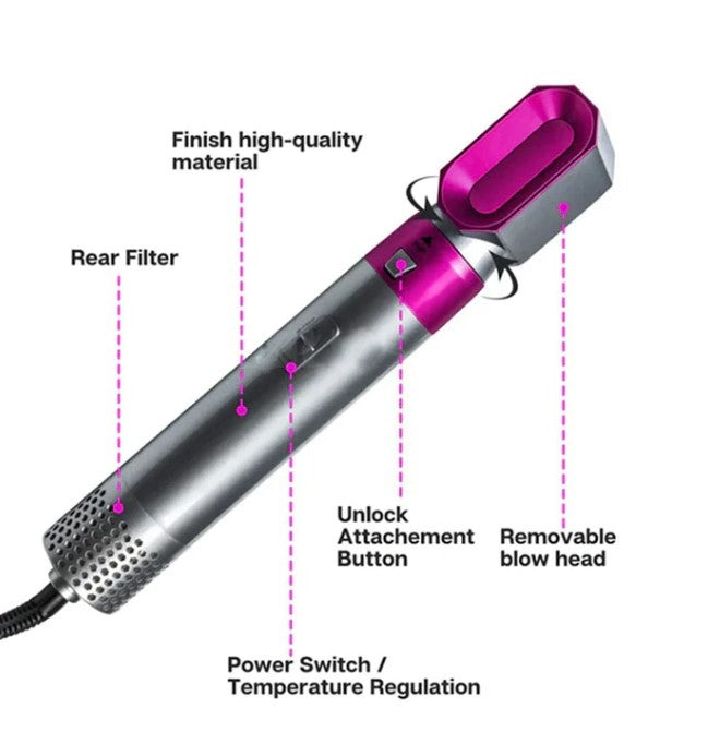 5 In 1 Hair Dryer Hot Comb Set Hair Curler